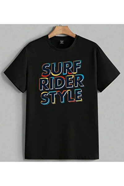 ELFERA تي شيرت Surf Rider Style مطبوع عليه رسومات ملونة للجنسين مقاس كبير بال...