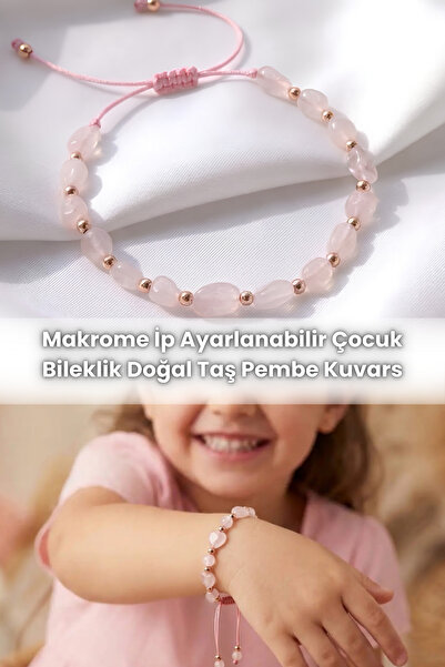 Elifsu Jewelry Macrame Rope Adjustable Children's Bracelet Natural Stone Opal...