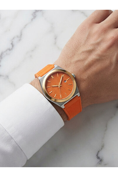 Mazzy Penta Orange Silicone Cord Calendar Orange Dial Men's Wristwatch
