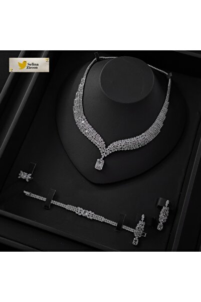 jewelrystore طقم اكسسوارات زركون بدقه الالماس مع التغليف