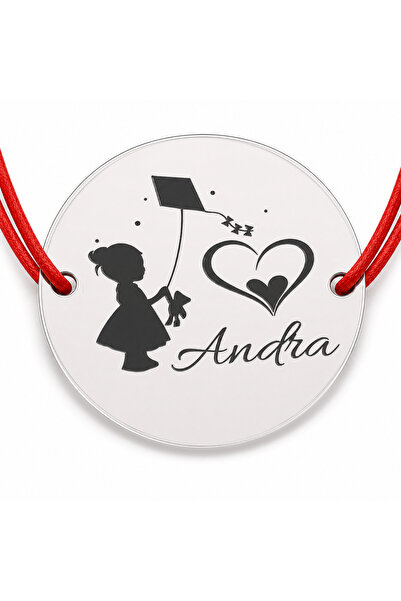 Simoshop Brățară argint 925 cu bănuț fetiță și zmeu, șnur reglabil — cadou