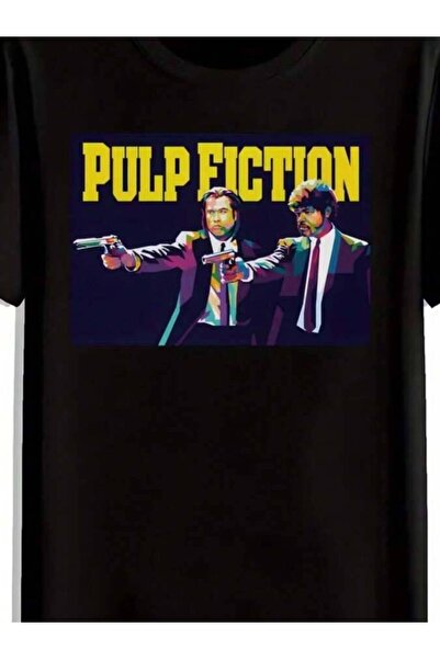 9TAY [تي شيرت Pulp] تي شيرت رجالي بطباعة Pulp Fiction ذو تصميم كاجوال برقبة د...
