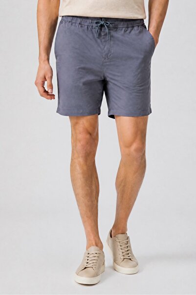 Larsson & Co Men Solid Chino Shorts, Slate Blue
