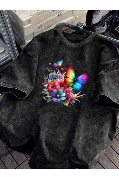 Pink Sky Unisex Oversize Vintage Washed Street Style Μόδα του δρόμου Βαμβακερ...