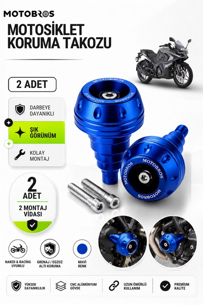 Motobros Motosiklet Koruma Takozu Bajaj Pulsar RS200 Uyumlu Motor Takozu Egso...