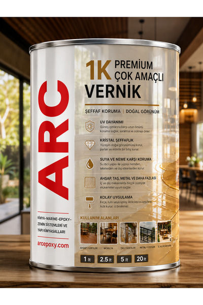 ARCMARİN KİMYA VE DENİZCİLİK HIRDAVAT 1K Çok Amaçlı Vernik -Solvent Bazlı Taş...