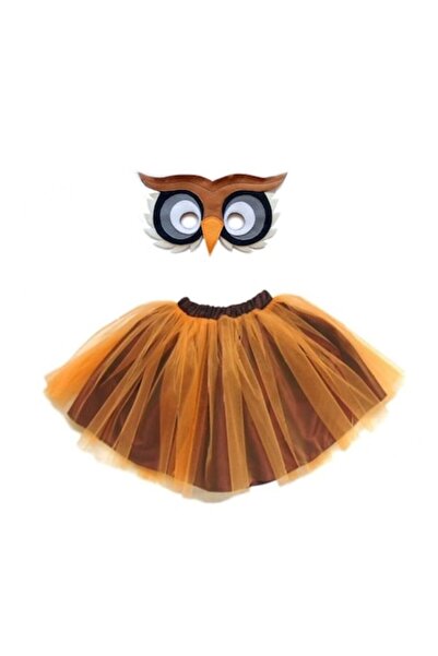 OEM Set costum de joacă pentru fete, Bufniță școlară, Fustă și mască, Maro, 4...