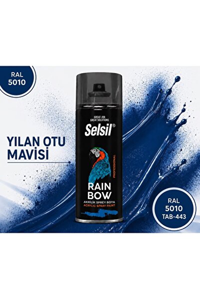 Selsil RAİNBOW AKRİLİK SPREY BOYA YILAN OTU MAVİSİ RAL 5010 (400ML)
