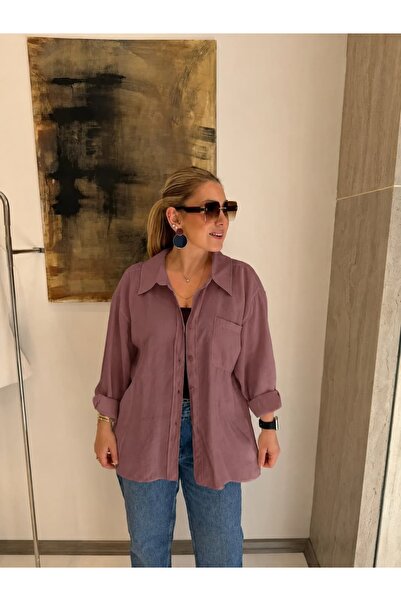 Serpirella Butik Oversize Off-Shoulder Shirt