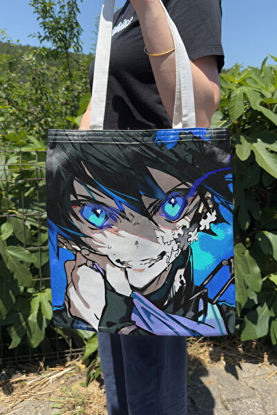 ZipZap Ao no Exorcist V4 Geantă de pânză cu imprimare față-verso, de vară și ...