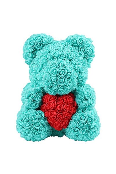 Velaris Ursuleț din trandafiri turcoaz, 25 cm, cutie decorativă inclusă, cado...