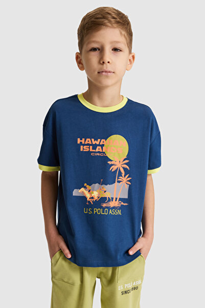 U.S. Polo Assn. Erkek Çocuk Açık Lacivert Bisiklet Yaka Tişört 50325624-VR059