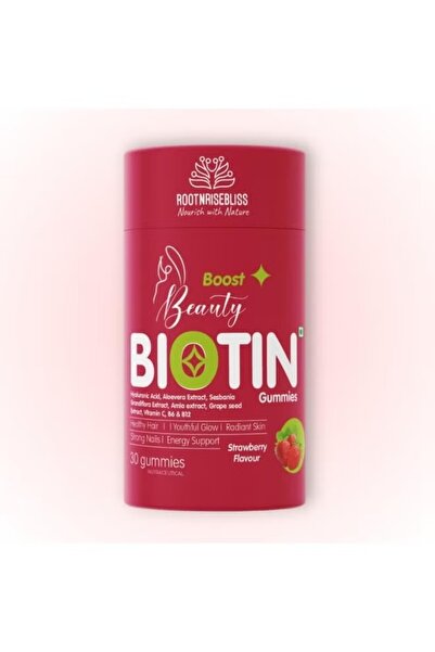 ROOTNRISEBLISS Beauty Biotin Gummies – Strawberry Flavour | With Hyaluronic A...
