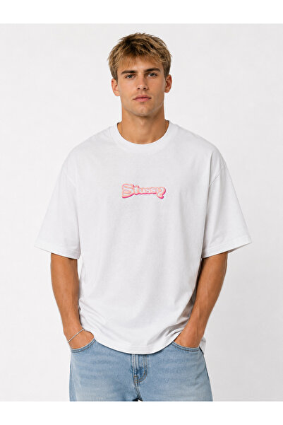 Compostela Unisex Women's Men's Stussy Pink Logo Design Printed Oversized Thi...