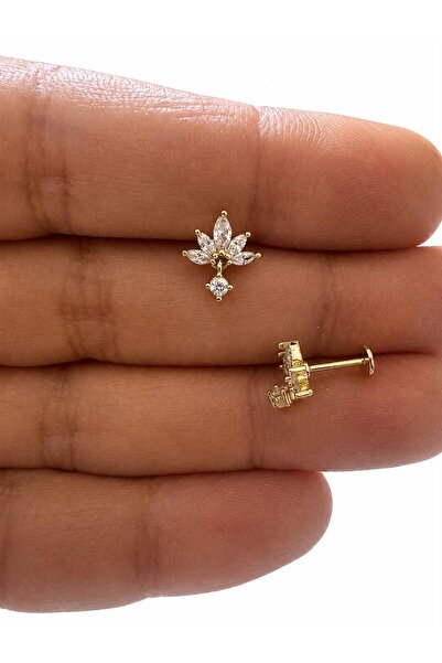 Arescollection 1 ADET ZİRKON TAŞLI HELİX TRAGUS LOBE UYUMLU PİERCİNG
