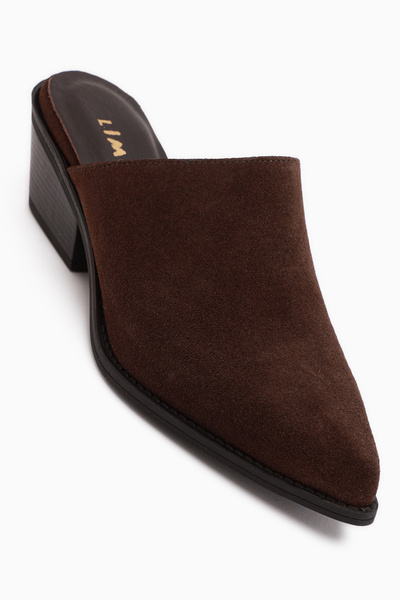 Limoya Teresa Genuine Leather Brown Heeled Women's Slippers
