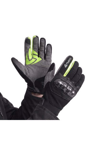 nukro wear Nukro Carbon Nelvo Neon Yellow Summer Motorcycle Gloves Ce Certified Protected Touchscreen