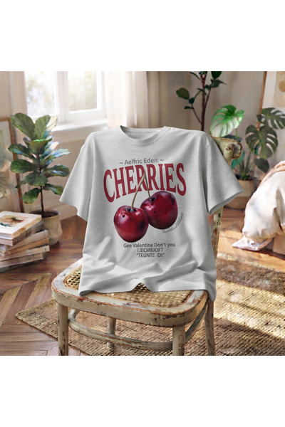 UNCİA OUTDOORS Women's Cheriyy Printed Crew Neck Oversized Combed Cotton T-Shirt