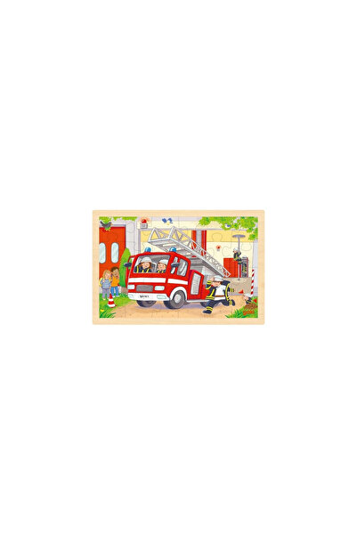 Goki Puzzle-uri din lemn cu două fețe pentru copii, elicopter/mașină de pompieri