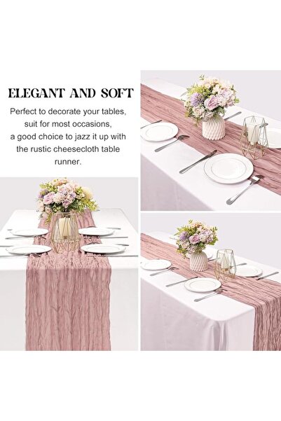 MAKINGTEC Cheesecloth Table Runner 35 x 118 Inch Gauze Tablecloth Boho Weddin...