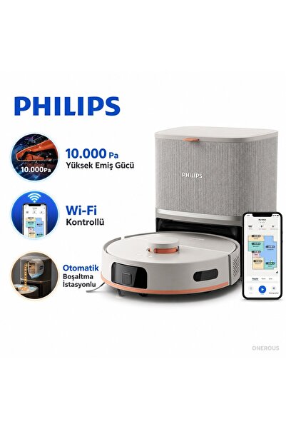 Philips Lazer Haritalamalı Akıllı Robot Süpürge Çöp İstasyonlu 10000Pa Yüksek...