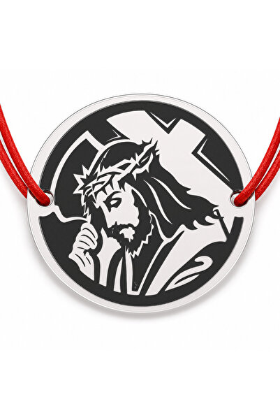 Simoshop Brățară argint 925 Iisus cu Crucea, șnur reglabil