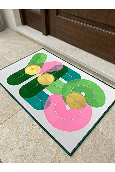 RUGRUMBA Non-Slip Sole Positive Energy Themed Washable Door Front-Bathroom Ma...