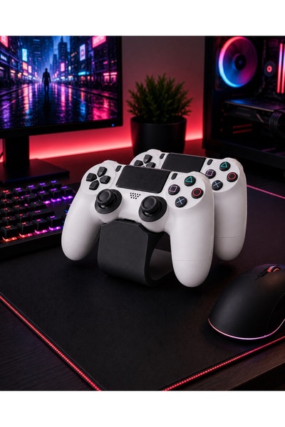 craftopya PS4 Uyumlu 2'li Oyun Kolu Standı - Gamepad Tutucu Masaüstü Düzenleyici Oyuncu Aksesuarı Siyah