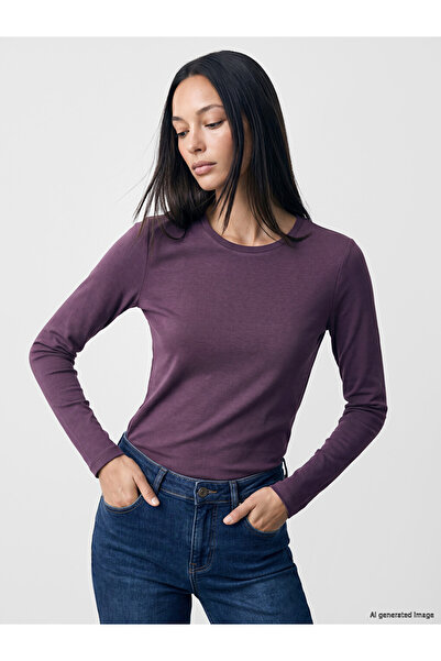 LC Waikiki Purple Crew Neck Soft Touch Women's T-Shirt