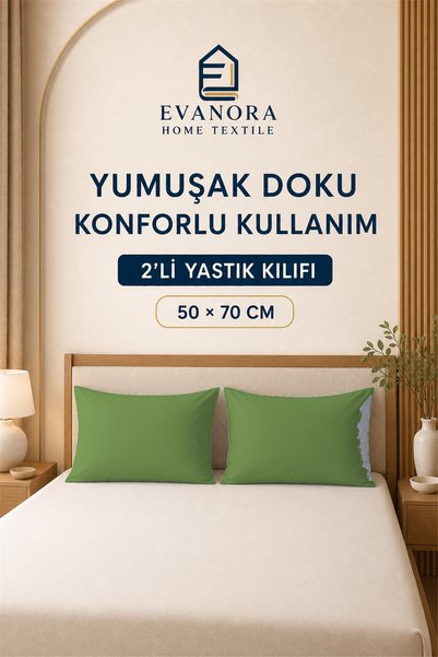 evonora Set de 2 fețe de pernă verzi din seria Riva Evanora Home Textile, 50 x 70 cm