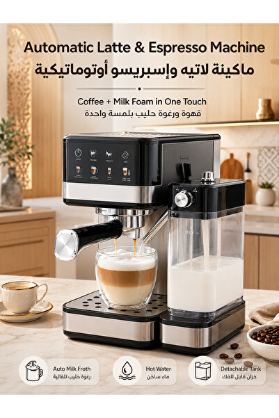 ARIETE ماكينة إسبريسو، آلة صنع القهوة الإسبريسو | 20 بار، 1350 واط | ماكينة ق...