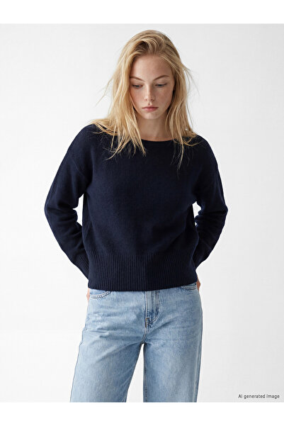 LC Waikiki Rmz Gi̇yi̇m Farkiyla Wide Roba Collar Women's Knitwear Sweater