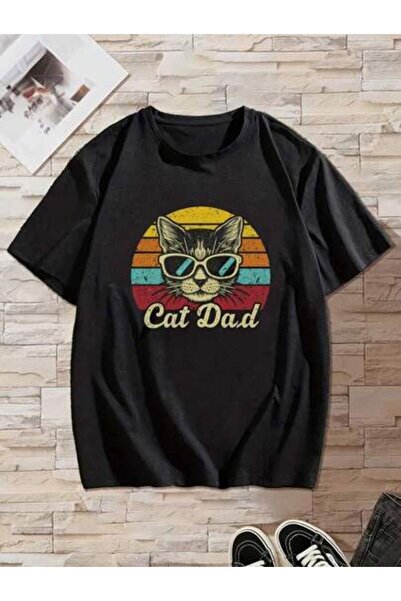 9TAY تي شيرت رجالي أنيق من CAT DAD، مصنوع من القطن النقي بوزن 220 جرام، ناعم،...