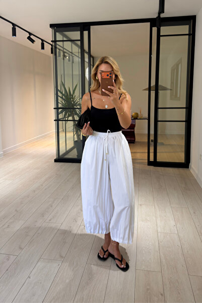 Sezgi Tekin Pleated Detail Ecru Poplin Balloon Trousers