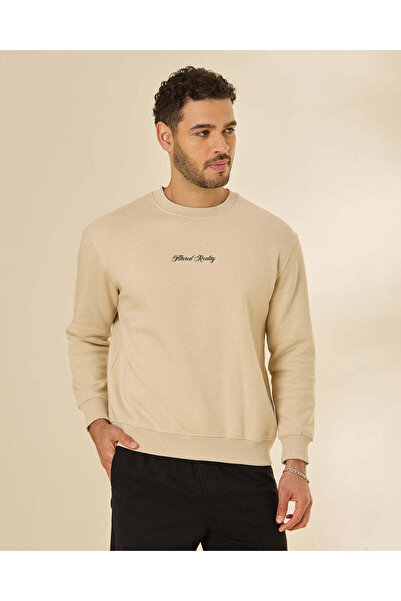 REDTAG Men Beige Printed Sweatshirt