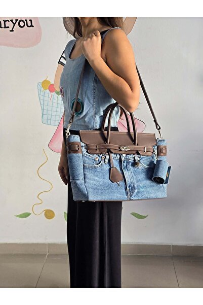 Desaryou Bag Denim and Brown Leather