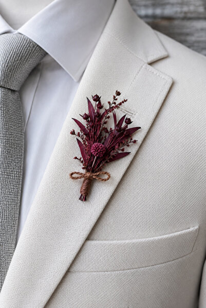jujü Damat yaka çiçeği , damat cep çiçeği , özel tasarım yaka çiçeği, vişne ç...