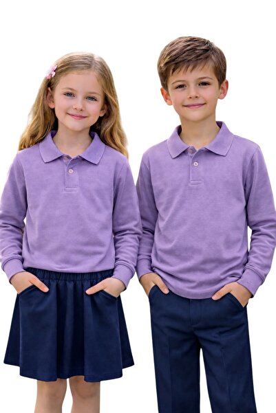 ERDEM KIDS تي شيرت قطني بأكمام طويلة وياقة بولو للأولاد والبنات من الجنسين، ل...