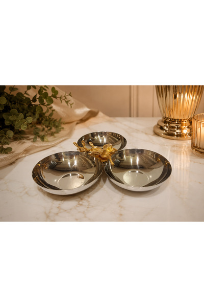 OEM 3 METAL BOWLS WITH A GOLDEN ACCESSORY IN THE MIDDLE