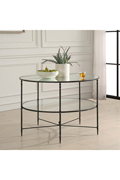 UTTERMOST طاولة قهوة مستديرة سوداء من هينزلر مقاس 106 عرض × 76 ارتفاع × 106 ع...