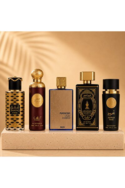 MANASIK SET 5 PARFUMURI BARBATESTI - Shafaq Intense+Qasas Lunaire+Oud Amber B...