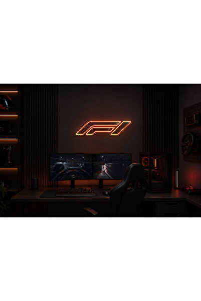 Prime Neon F1 Logo Neon LED Tabela 60 CM – Oyun Odası Dekoru – Adaptör Dahil
