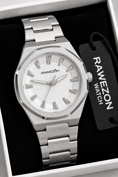RAWEZON Men's Wristwatch White Dial Steel Band Analog 3 Atm Rws2803