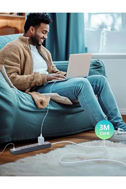 RavPower شريط طاقة بـ 6 منافذ مع كابل بطول 3 أمتار