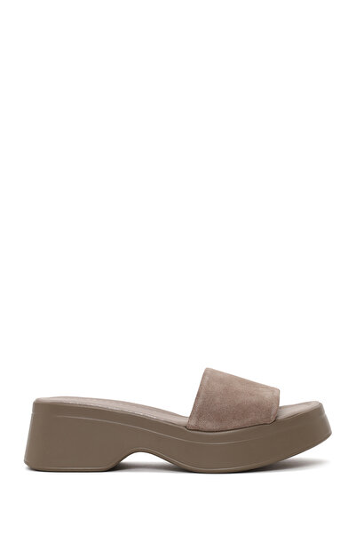 Derimod Women's Mink Thick-Soled Suede Leather Slippers 26Sfd181410
