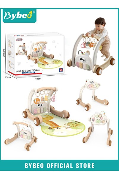 BYBEO 4-In-1 Baby Gym Play Mat & Baby Walker, Baby Activity Tummy Time Mat wi...