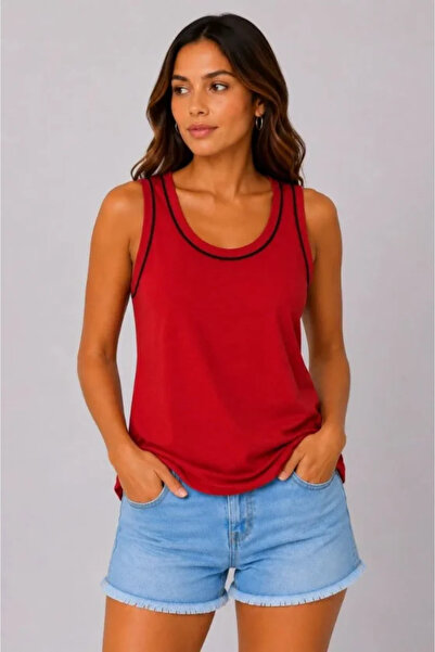 Generic Brand Athlete tank top bicycle collar sleeveless summer tank top - red