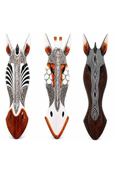 XTRIKE ME Ahşap Dekoratif Duvar Süsü ve Obje Zebra Mask 1.Metre Karışık Renk 1 adet