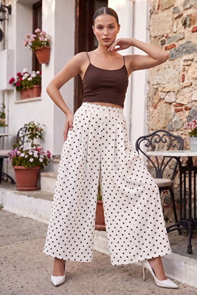 royal prime Women's Polka Dot Wide Leg Skirt Trousers