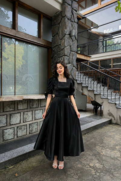 Nika Fashion LACİVERT SATEN RÜYA ELBİSE